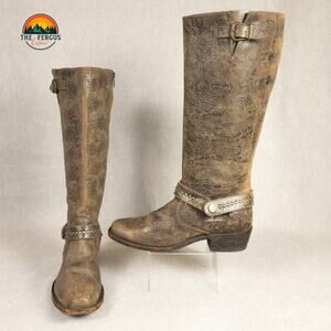 Sonora Double-H Cowboy Boots Brown Leather Western Country Rodeo Women's Size 7M